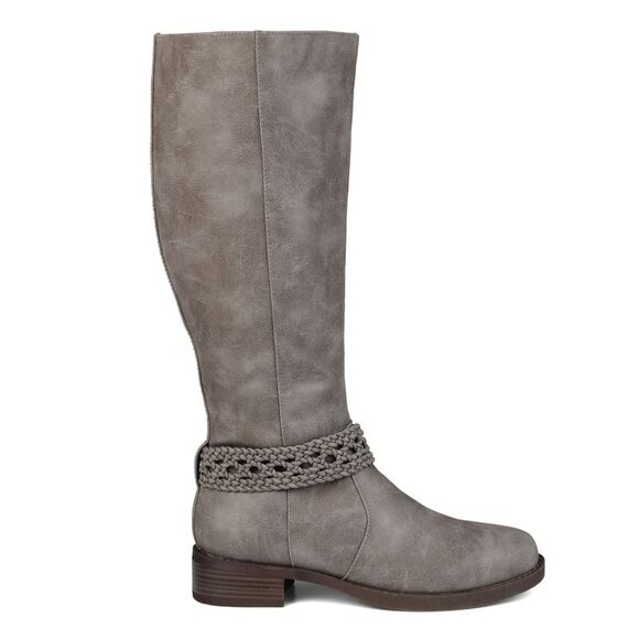 JOURNEE COLLECTION Womens Gray Distressed Stretch Zip-Up Riding Boot 6 - Picture 2 of 4